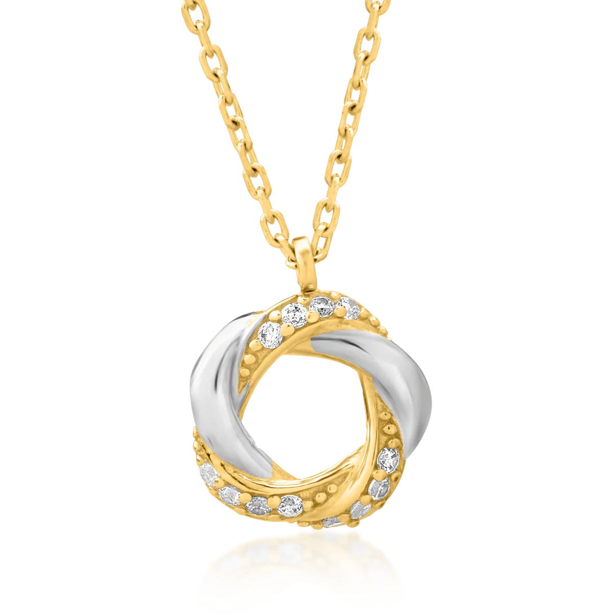 14 k fehér-sárga arany medál nyaklánc