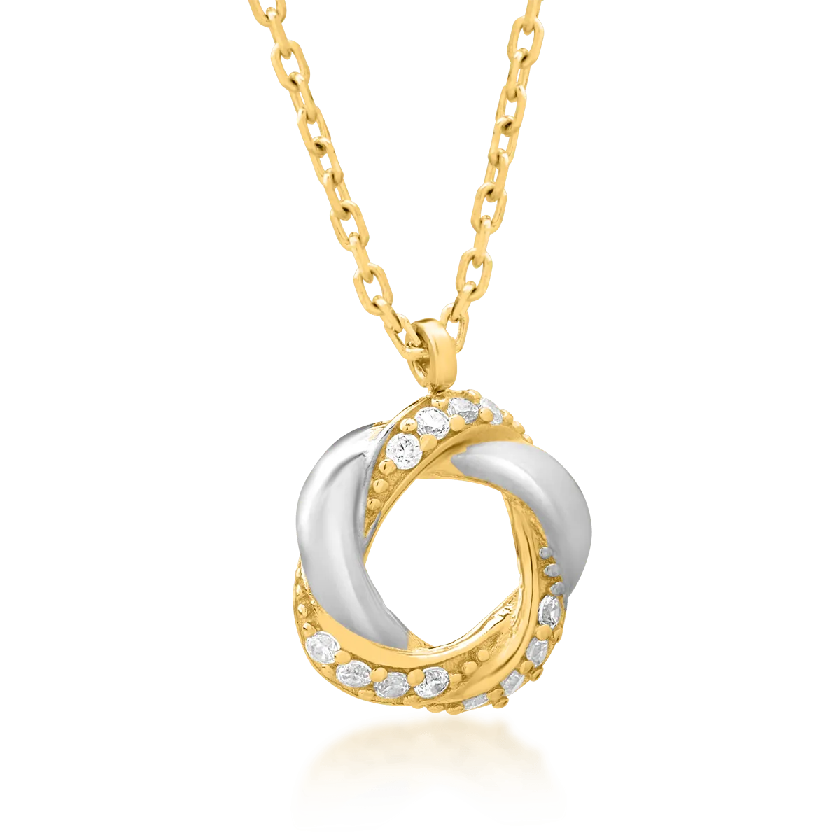 14 k fehér-sárga arany medál nyaklánc