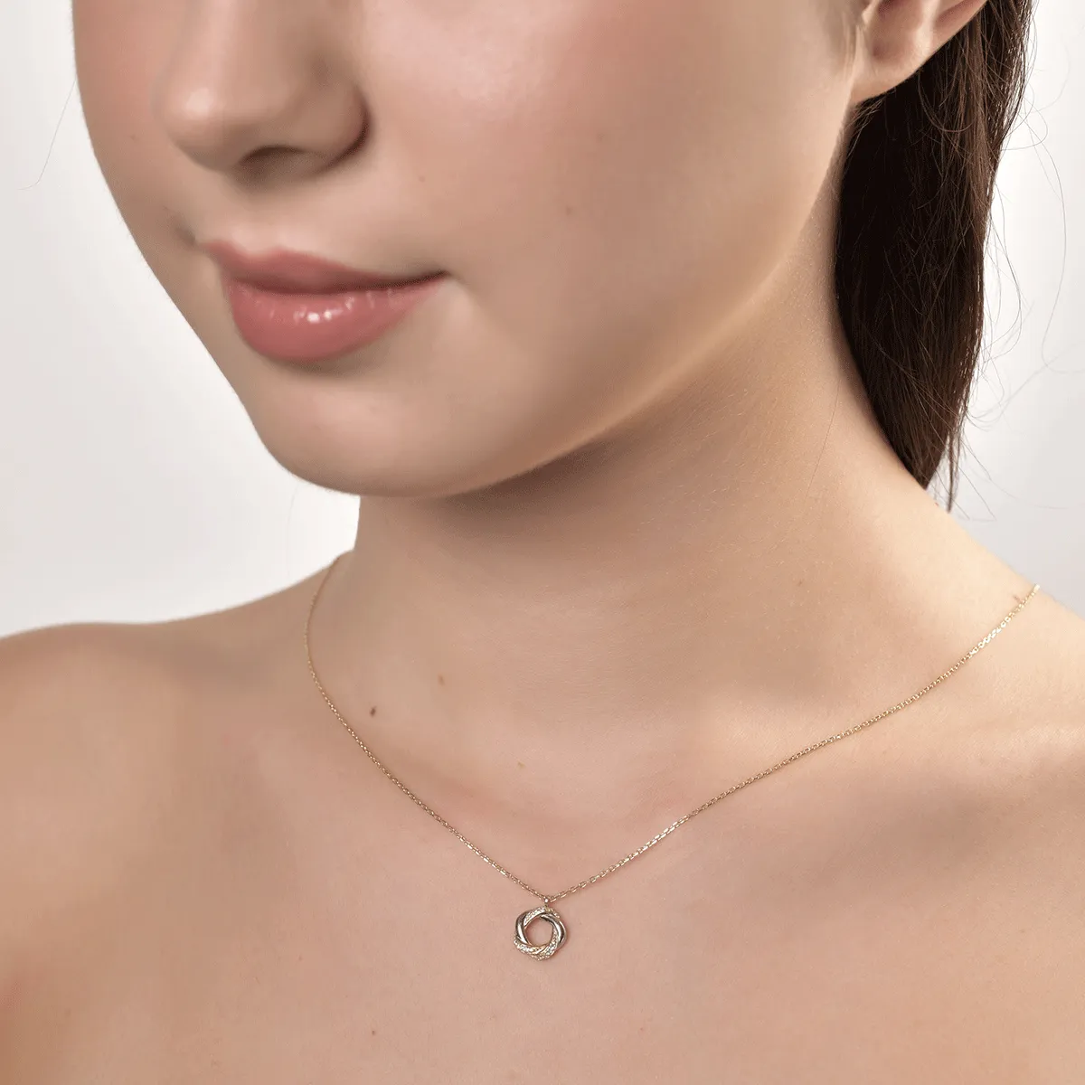 14 k fehér-sárga arany medál nyaklánc