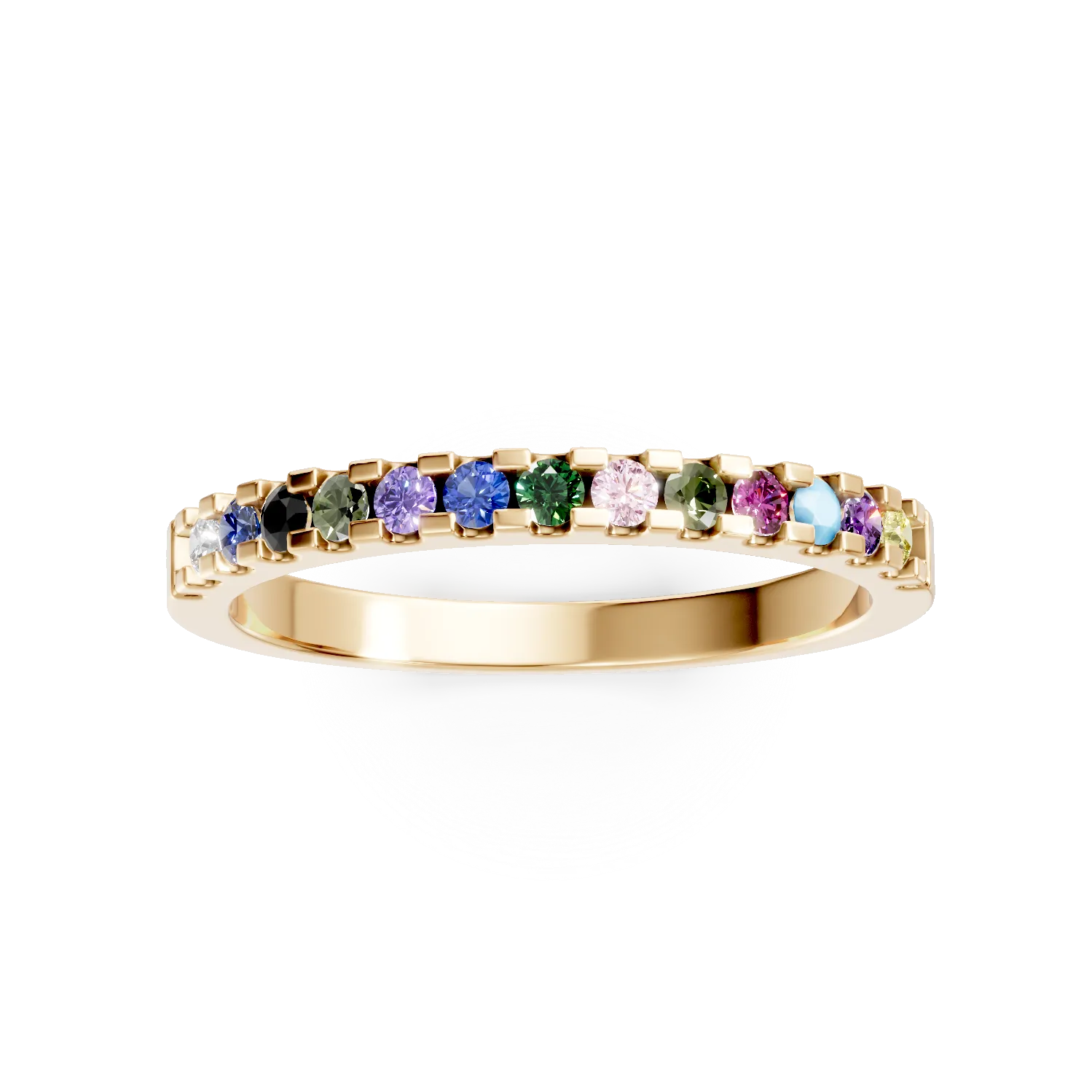 Inel din aur galben cu zirconii multicolore - Imagine 3