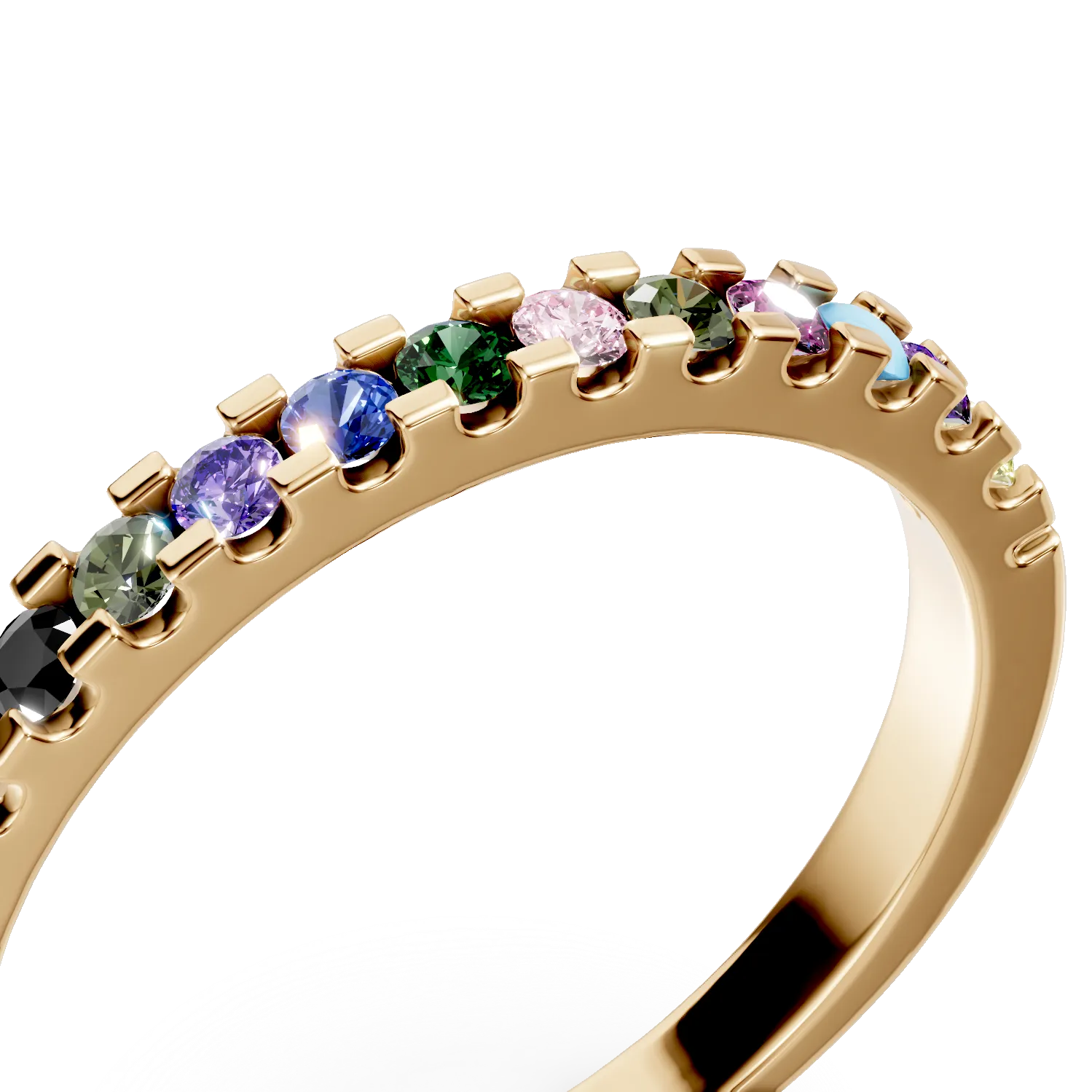Inel din aur galben cu zirconii multicolore - Imagine 4