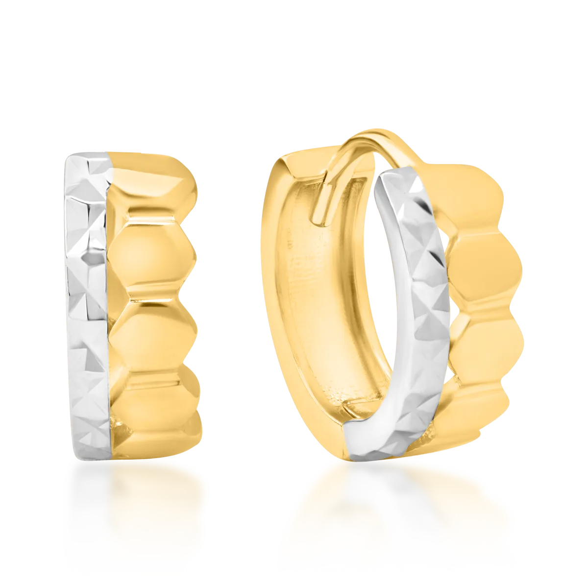 Обеци от бяло и жълто злато 14K