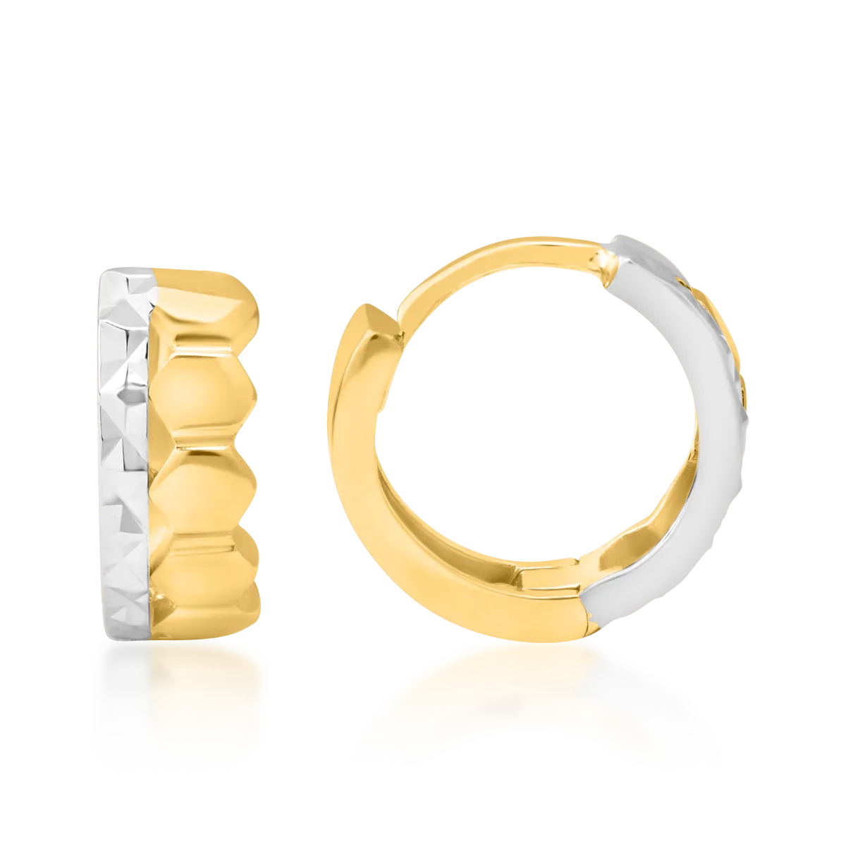 Обеци от бяло и жълто злато 14K