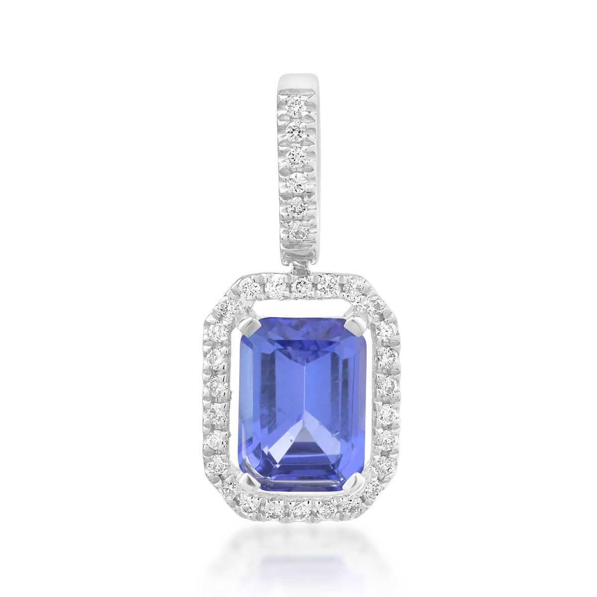 Pandantiv din aur alb de 18K cu tanzanit de 1.14ct si diamante de 0.095ct-119277