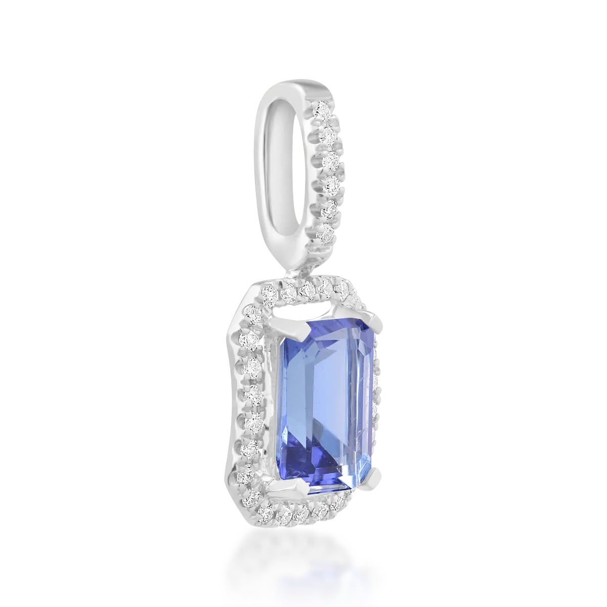 Pandantiv din aur alb cu tanzanit de 1.14ct si diamante de 0.095ct