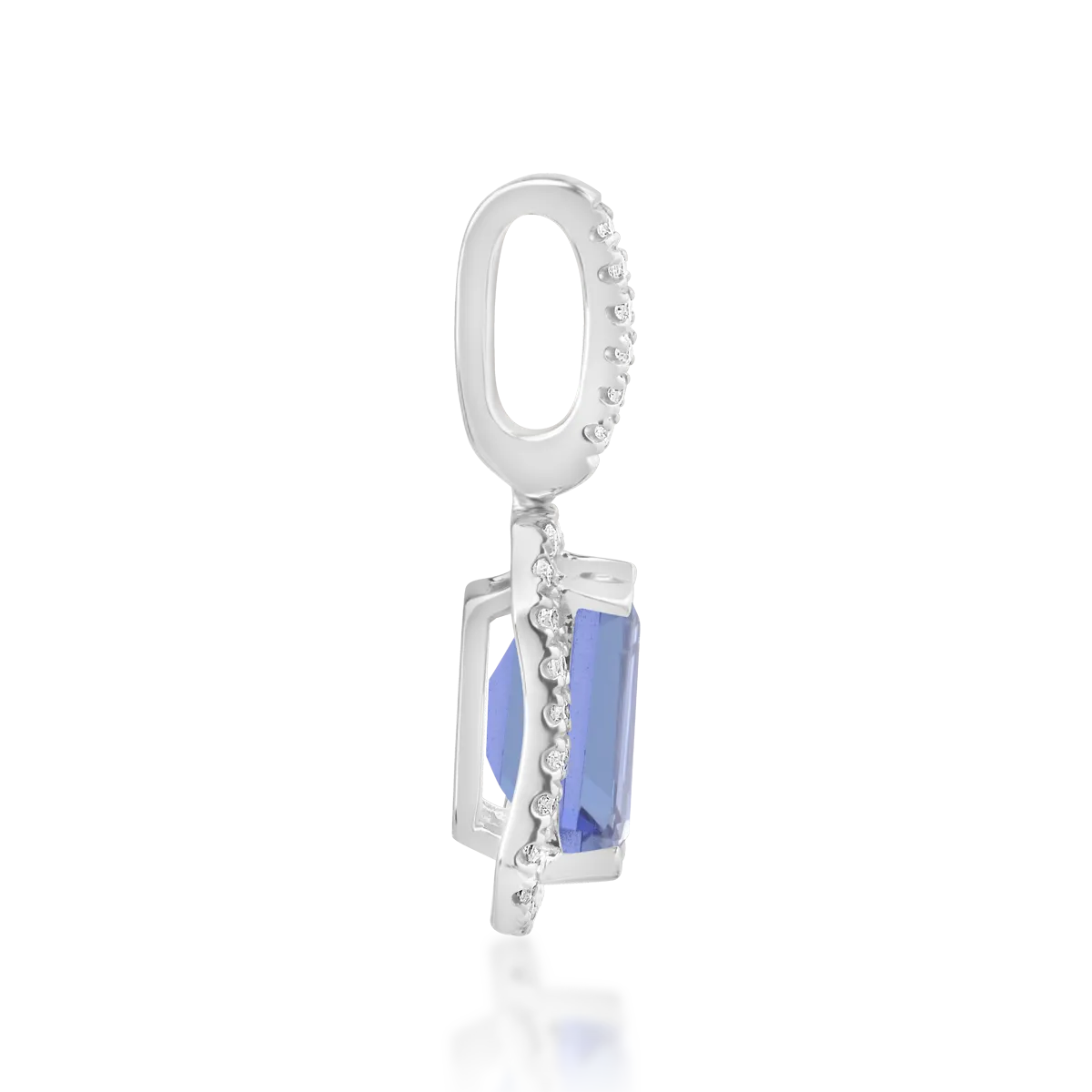 Pandantiv din aur alb cu tanzanit de 1.14ct si diamante de 0.095ct