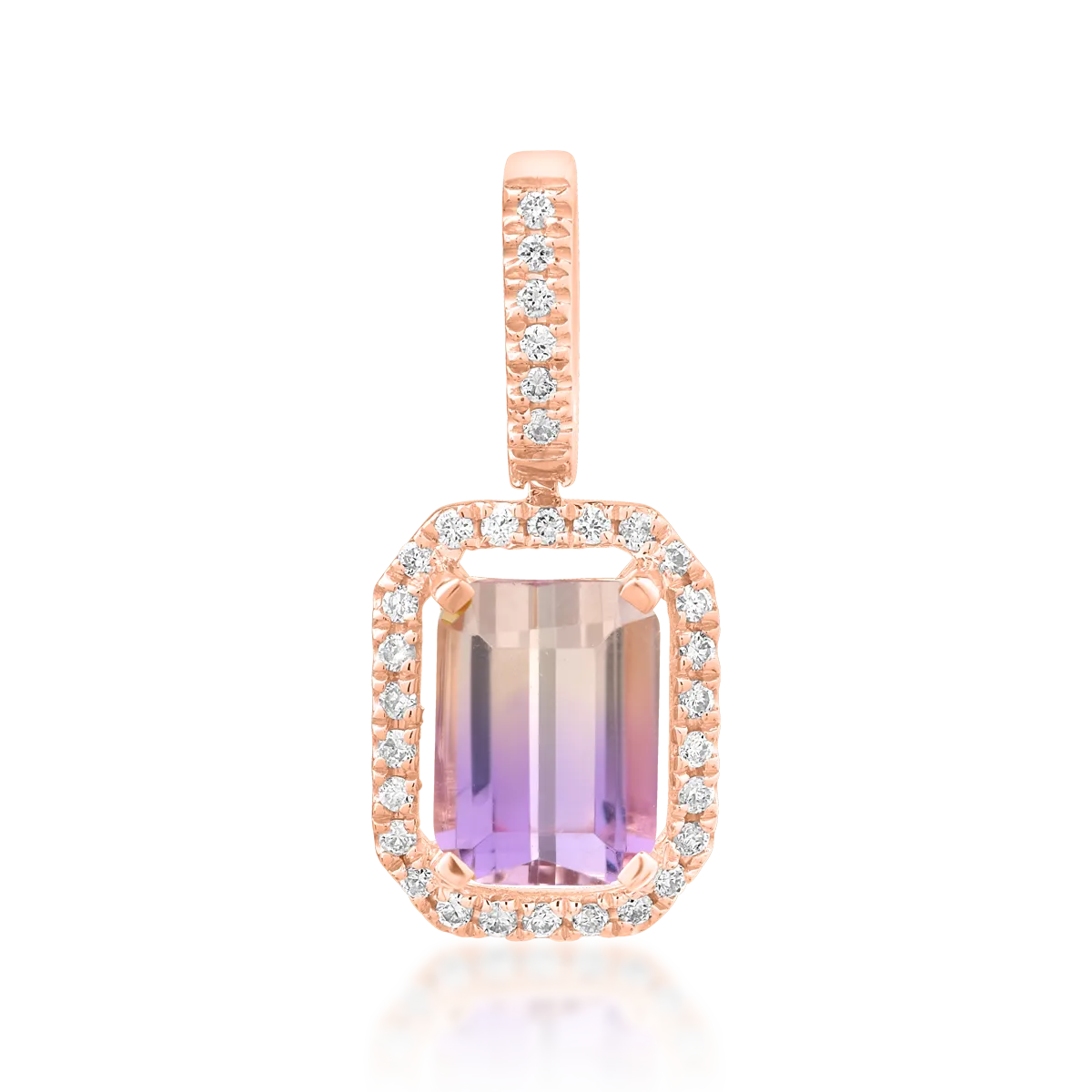 Pandantiv din aur roz de 18K cu ametrin de 0.99ct si diamante de 0.11ct