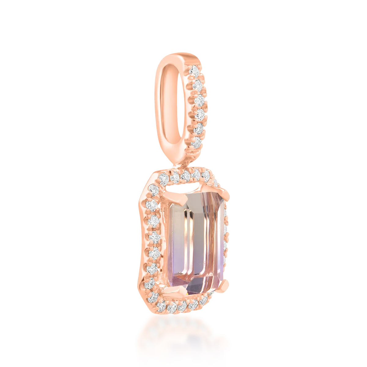 Pandantiv din aur roz de 18K cu ametrin de 0.99ct si diamante de 0.11ct