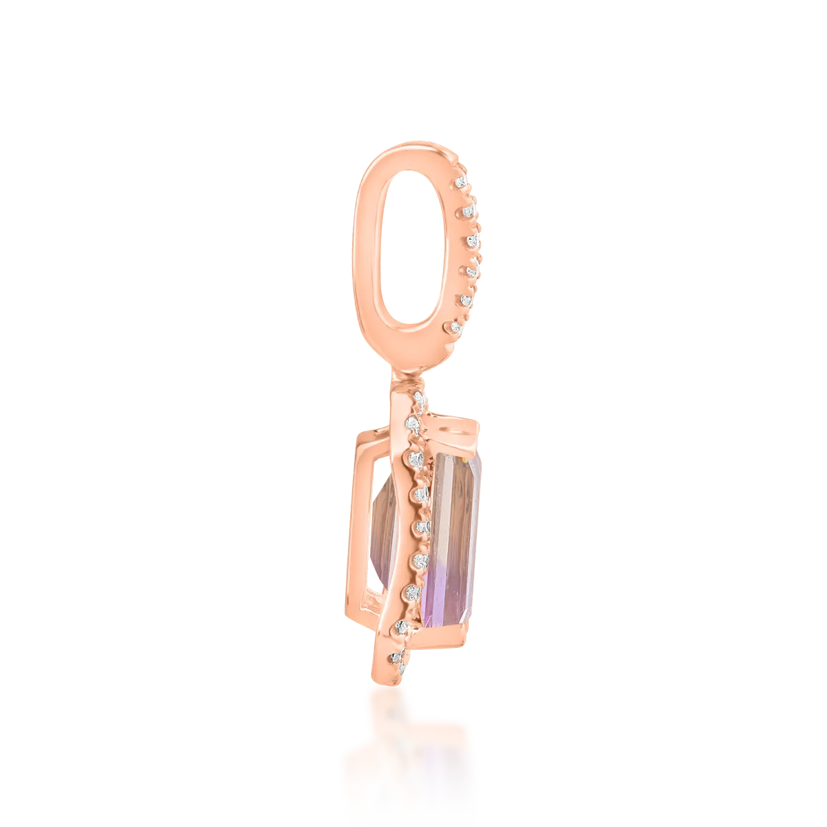 Pandantiv din aur roz de 18K cu ametrin de 0.99ct si diamante de 0.11ct