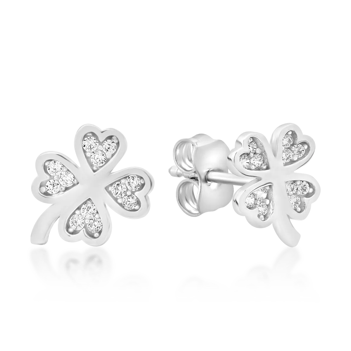 Cercei trifoi din aur alb