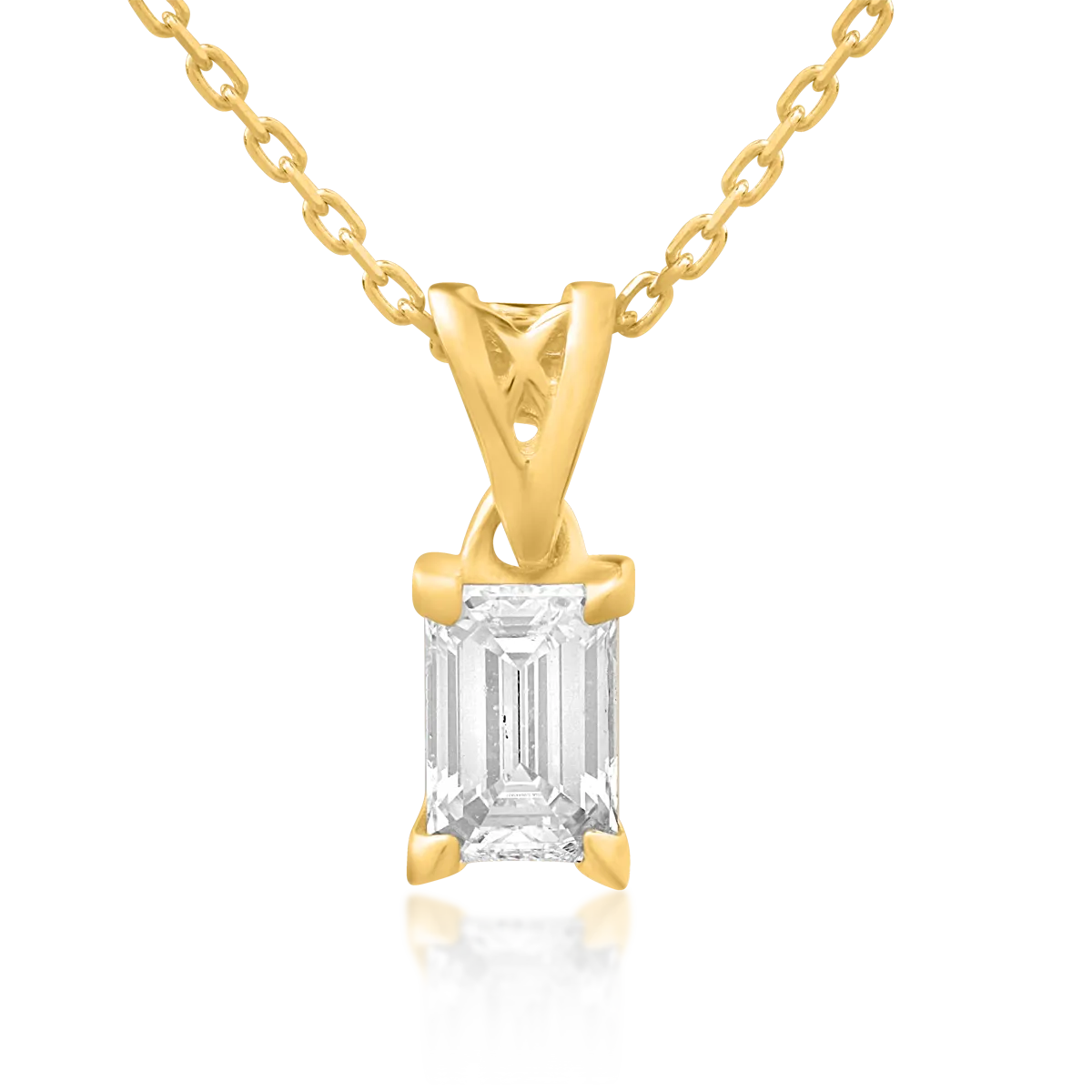 Lant cu pandantiv din aur galben cu diamant emerald de 0.3ct