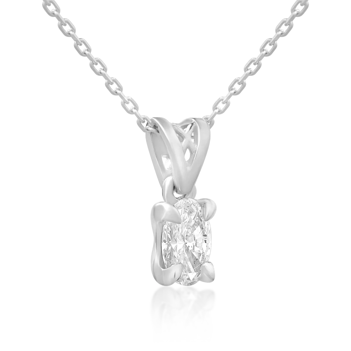 18K white gold pendant chain with 0.3ct diamond
