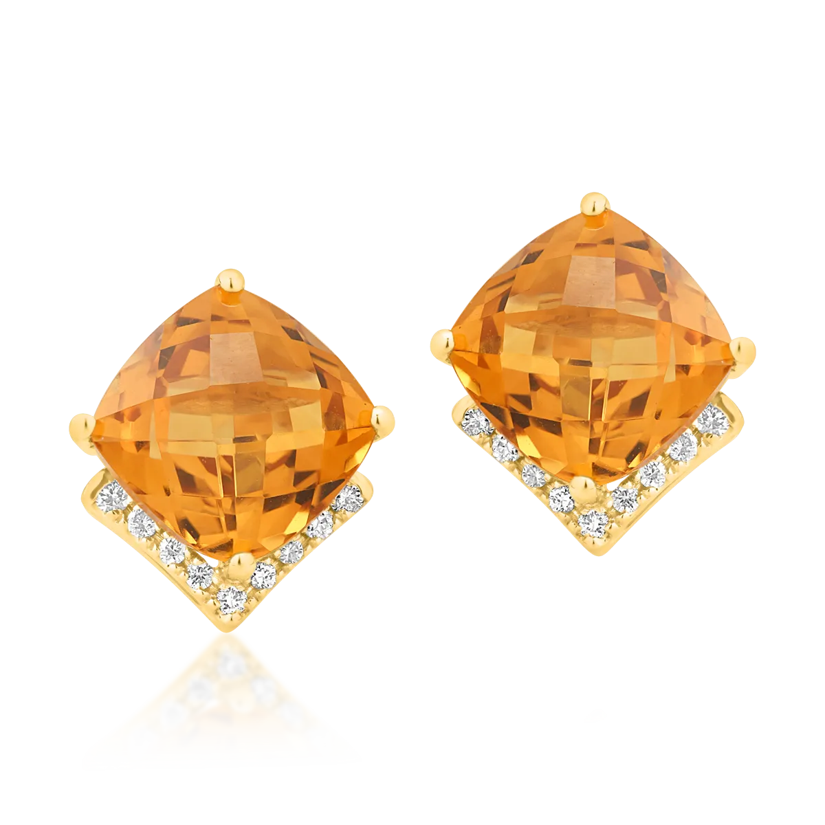 18K yellow gold earrings cu citrine de 4.3ct and diamonds of 0.1ct