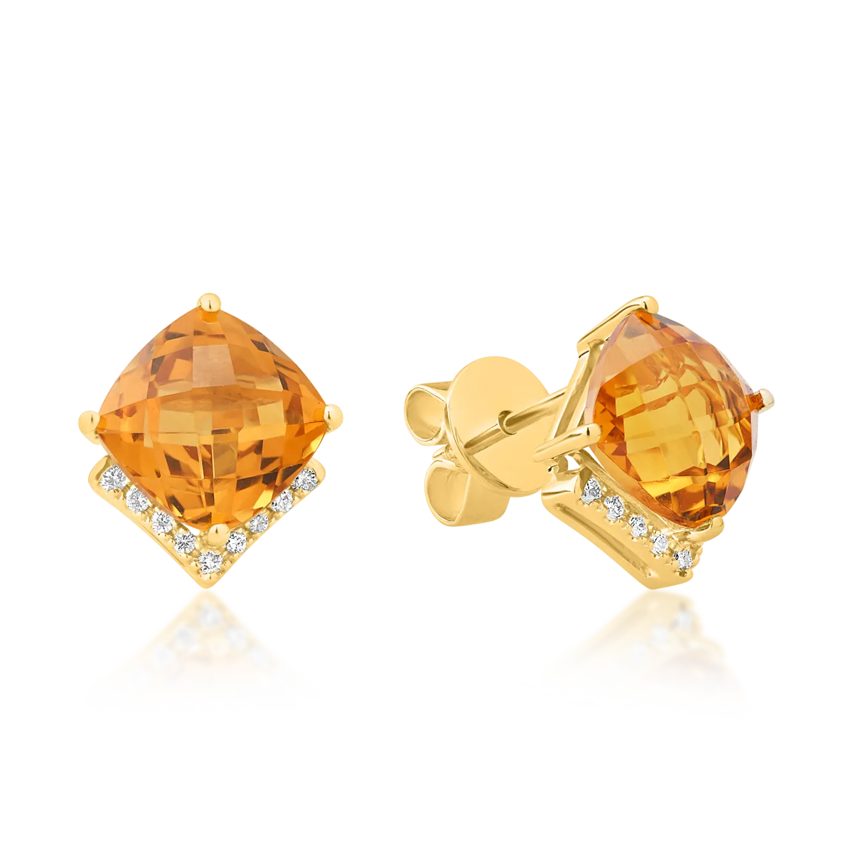 18K yellow gold earrings cu citrine de 4.3ct and diamonds of 0.1ct