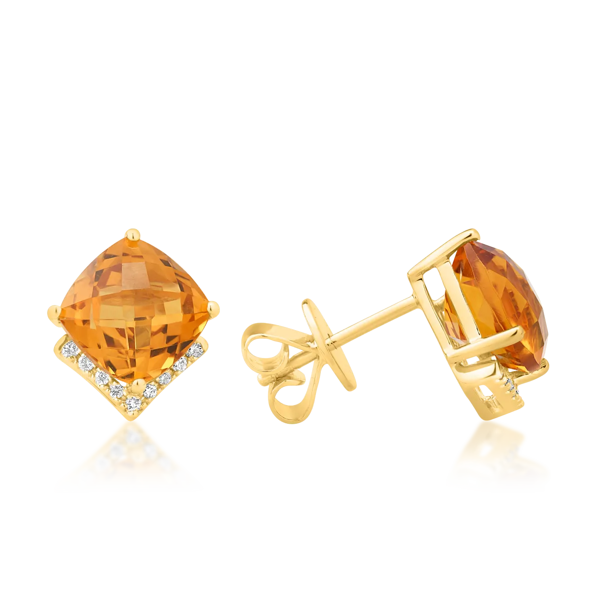 18K yellow gold earrings cu citrine de 4.3ct and diamonds of 0.1ct