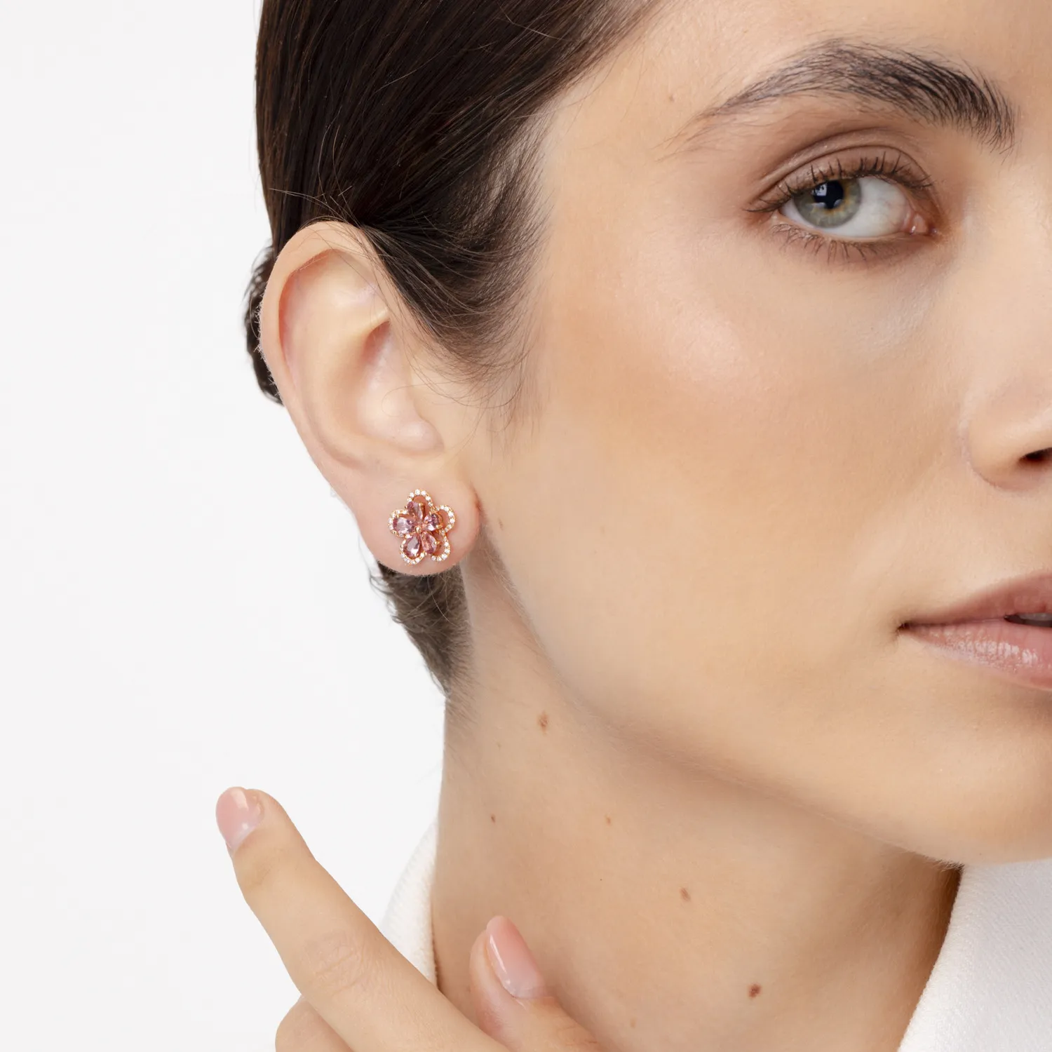 18K rose gold earrings with 1.9ct pink tourmalines and 0.29ct diamonds