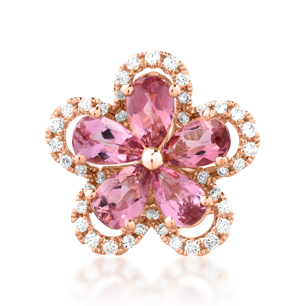 18K rose gold pendant with 0.9ct pink tourmaline and 0.15ct diamonds