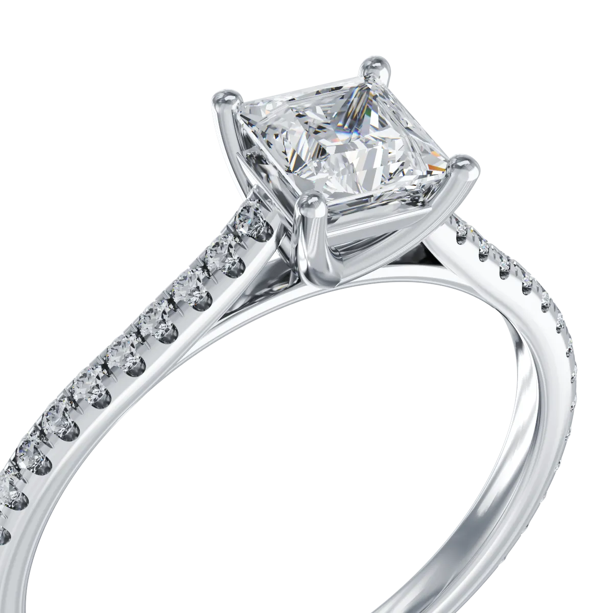 Годежен пръстен от бяло злато 18K с диамант 0.6гкт u диаманти 0.193гкт