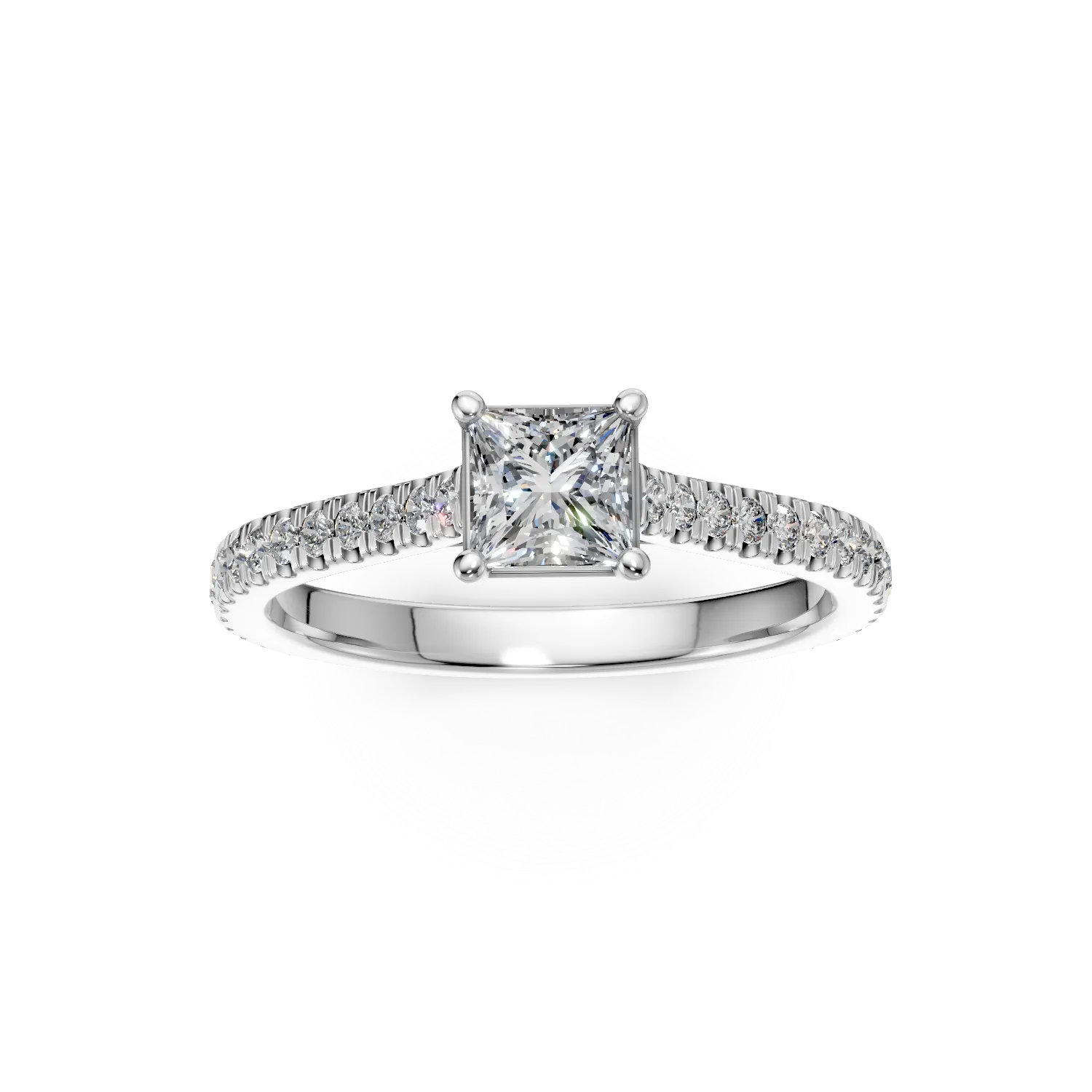 Inel de logodna din aur alb de 18K cu diamant de 0.61ct si diamante de 0.186ct
