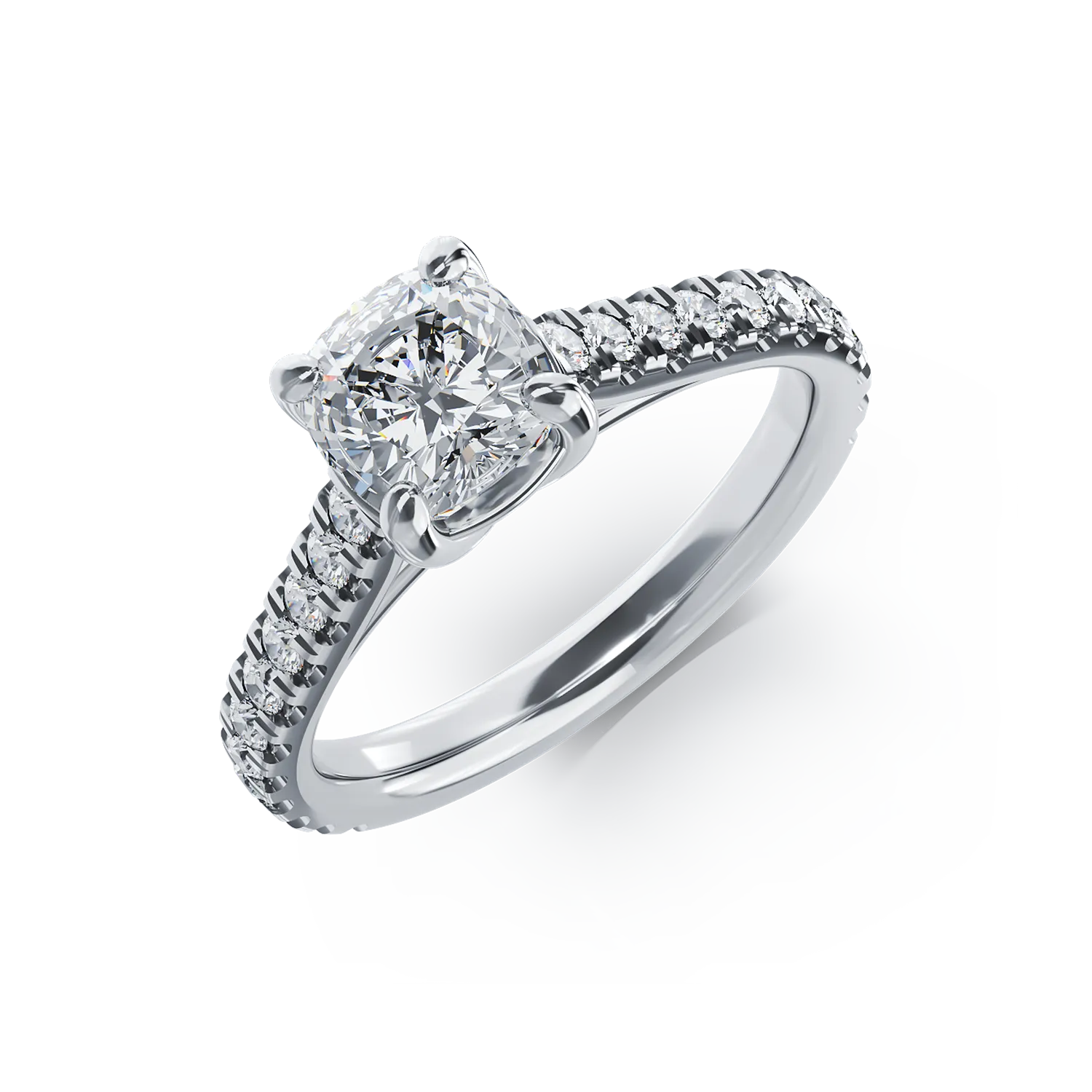 Diamond platinum engagement ring with 1.2ct diamond and 0.373ct diamonds