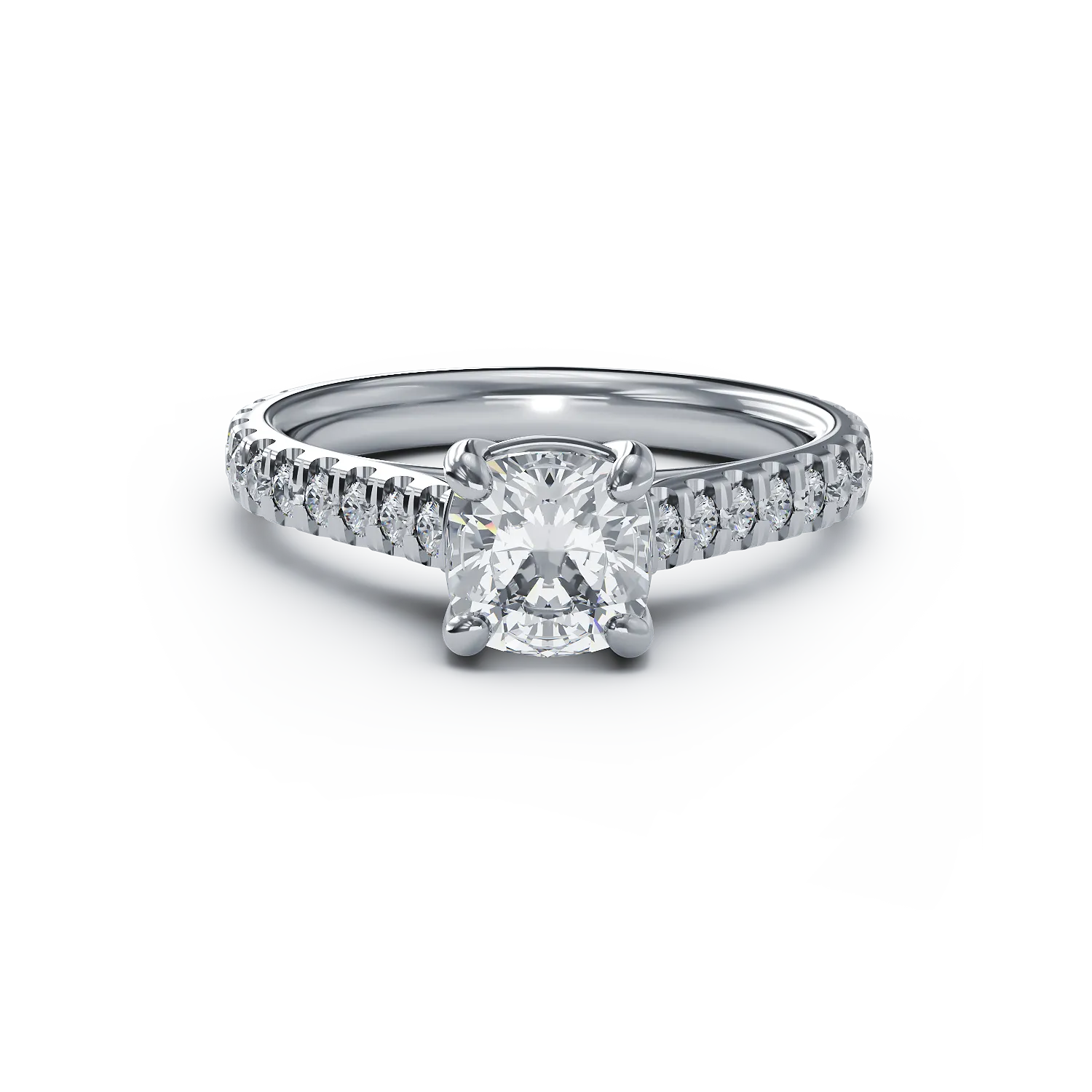 Pierścionek zaręczynowy z platyny, diament 1.2kr i diamenty 0.373kr