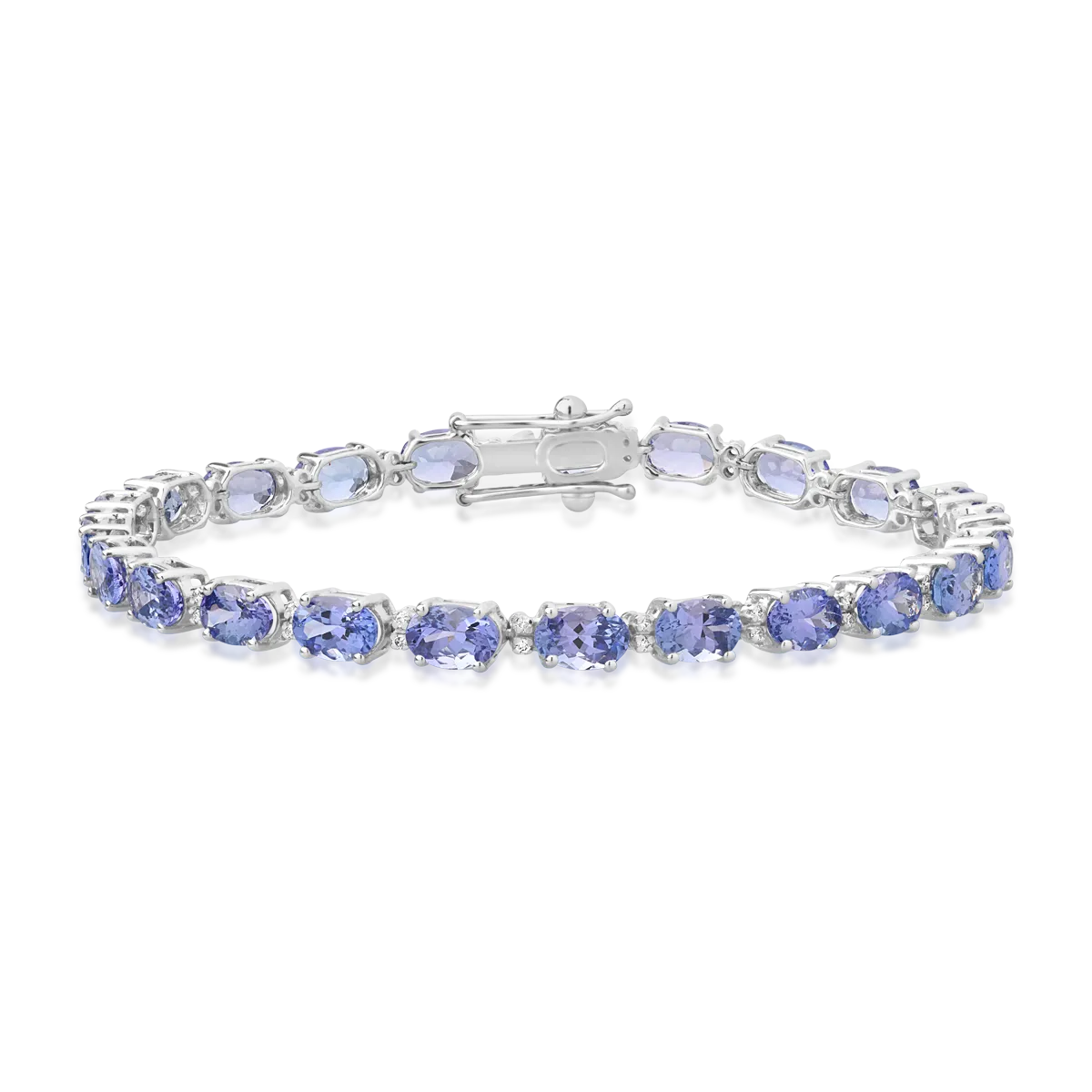 18K white gold tennis bracelet with tanzanites of 11.85ct and diamonds of 0.24ct