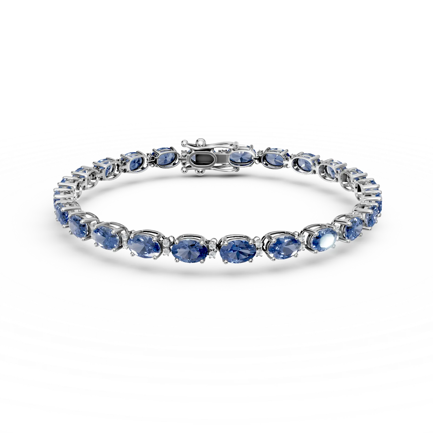 18K white gold tennis bracelet with tanzanites of 11.85ct and diamonds of 0.24ct-119560