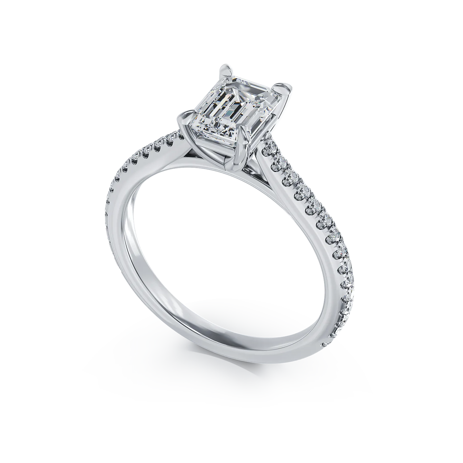 Diamond platinum engagement ring with 1ct diamond and 0.223ct diamonds