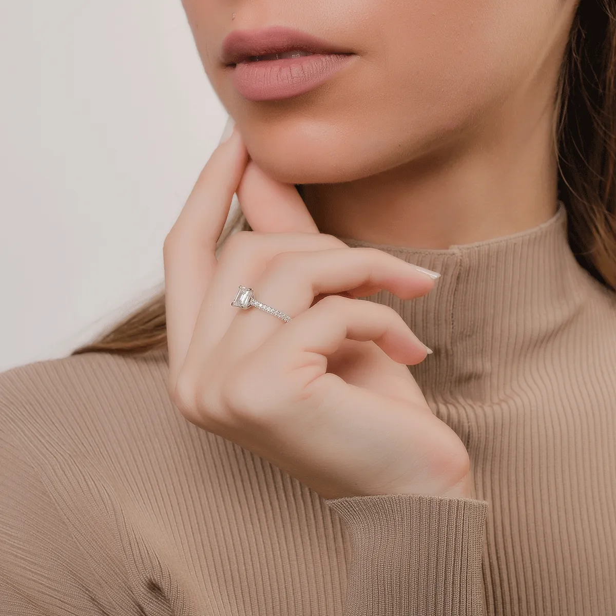 Platinum eljegyzési gyűrű 1cc gyémánt és gyémánt 0,226ct