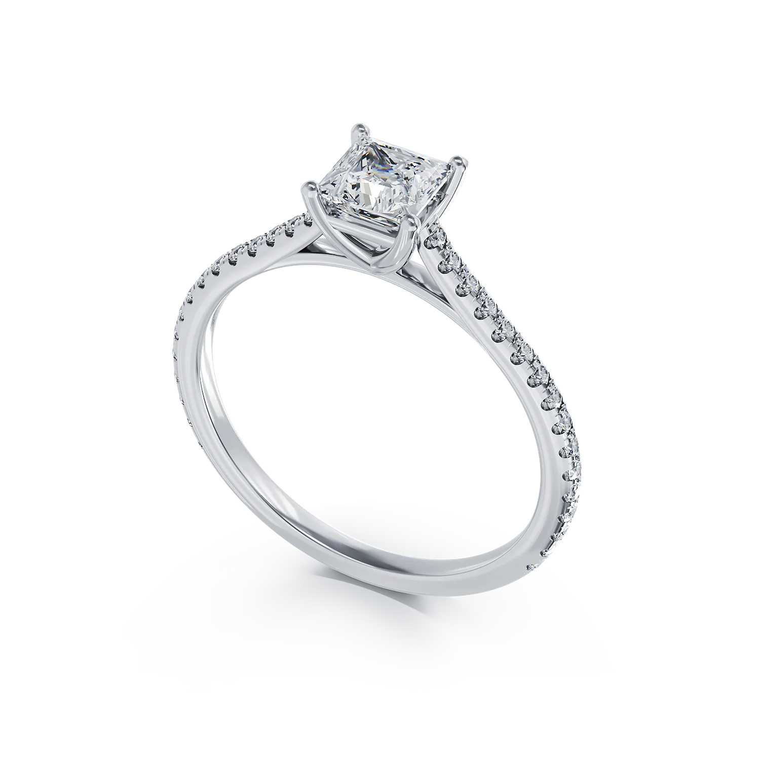 Diamond platinum engagement ring with 0.6ct diamond and 0.185ct diamonds