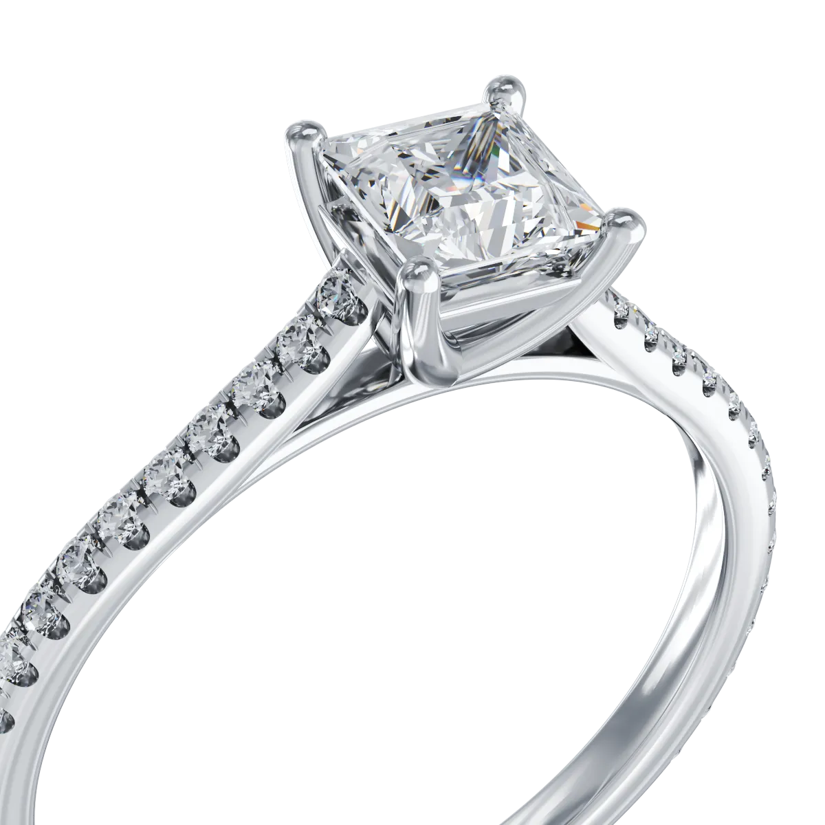 Diamond platinum engagement ring with 0.6ct diamond and 0.185ct diamonds