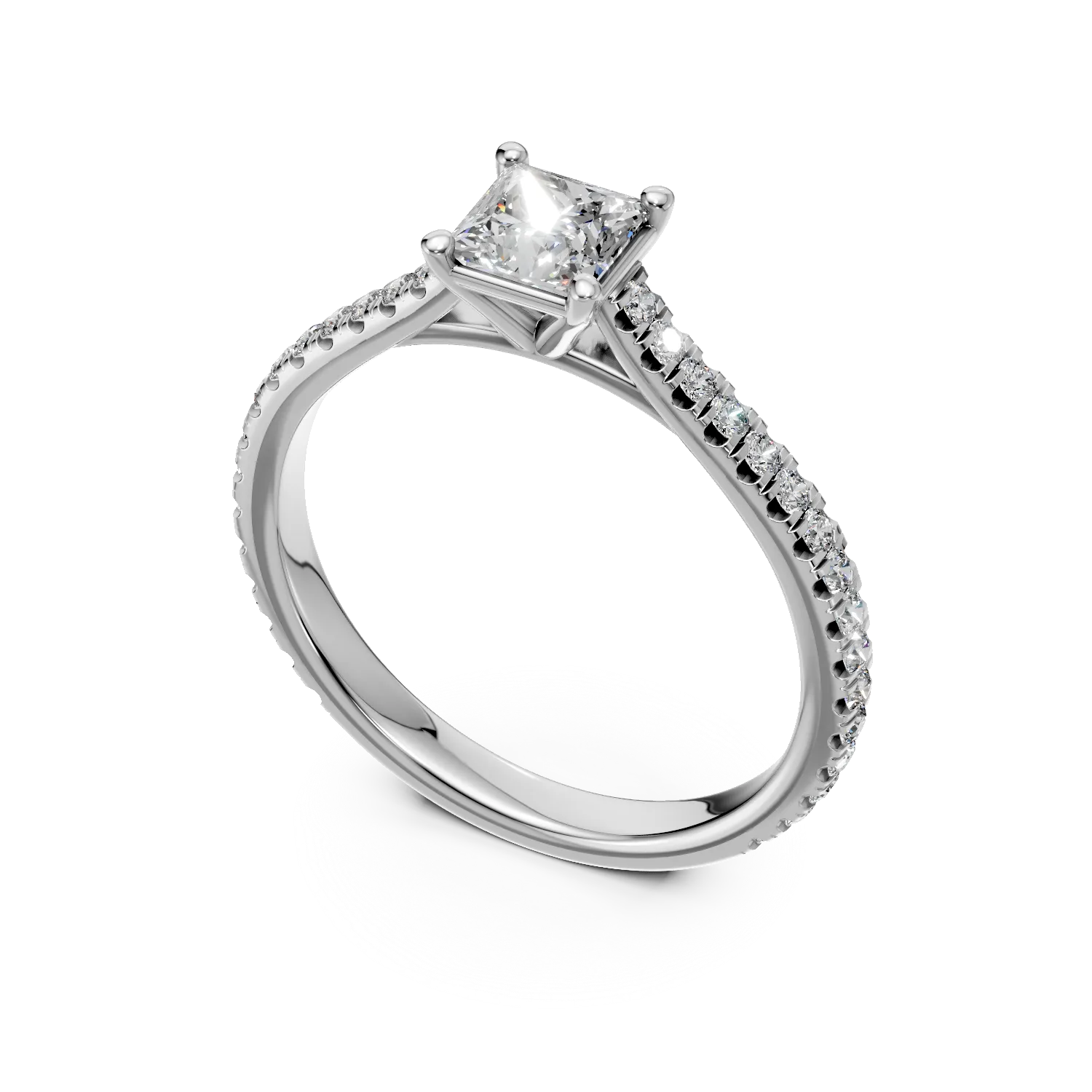 Inel de logodna din platina cu diamant de 0.6ct si diamante de 0.18ct