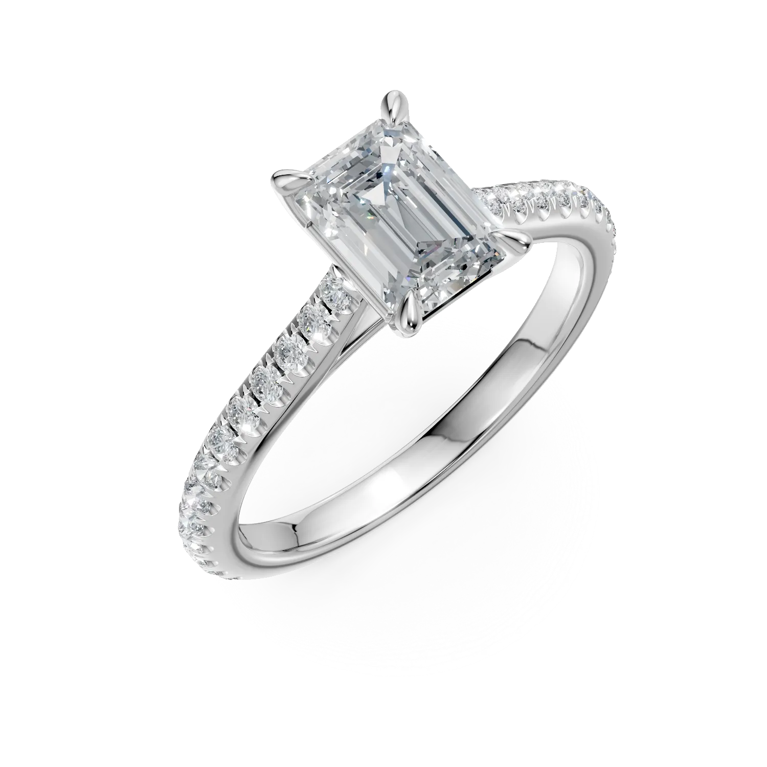 Inel de logodna din platina cu diamant emerald de 1.2ct si diamante de 0.28ct