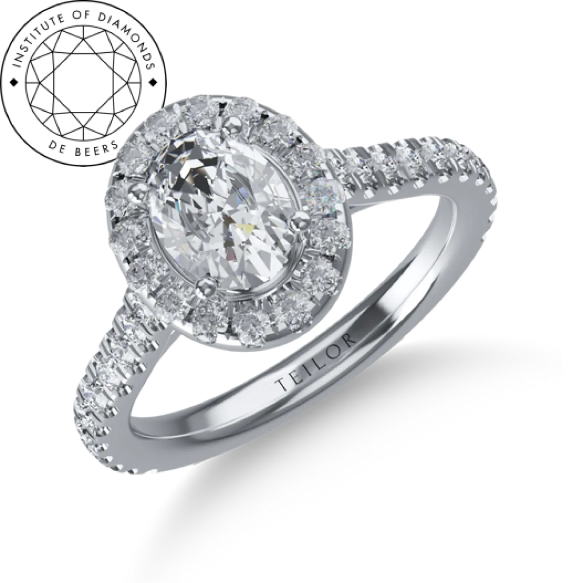 Inel de logodna din aur alb de 18K cu diamant de 0.8ct si diamante de 0.452ct