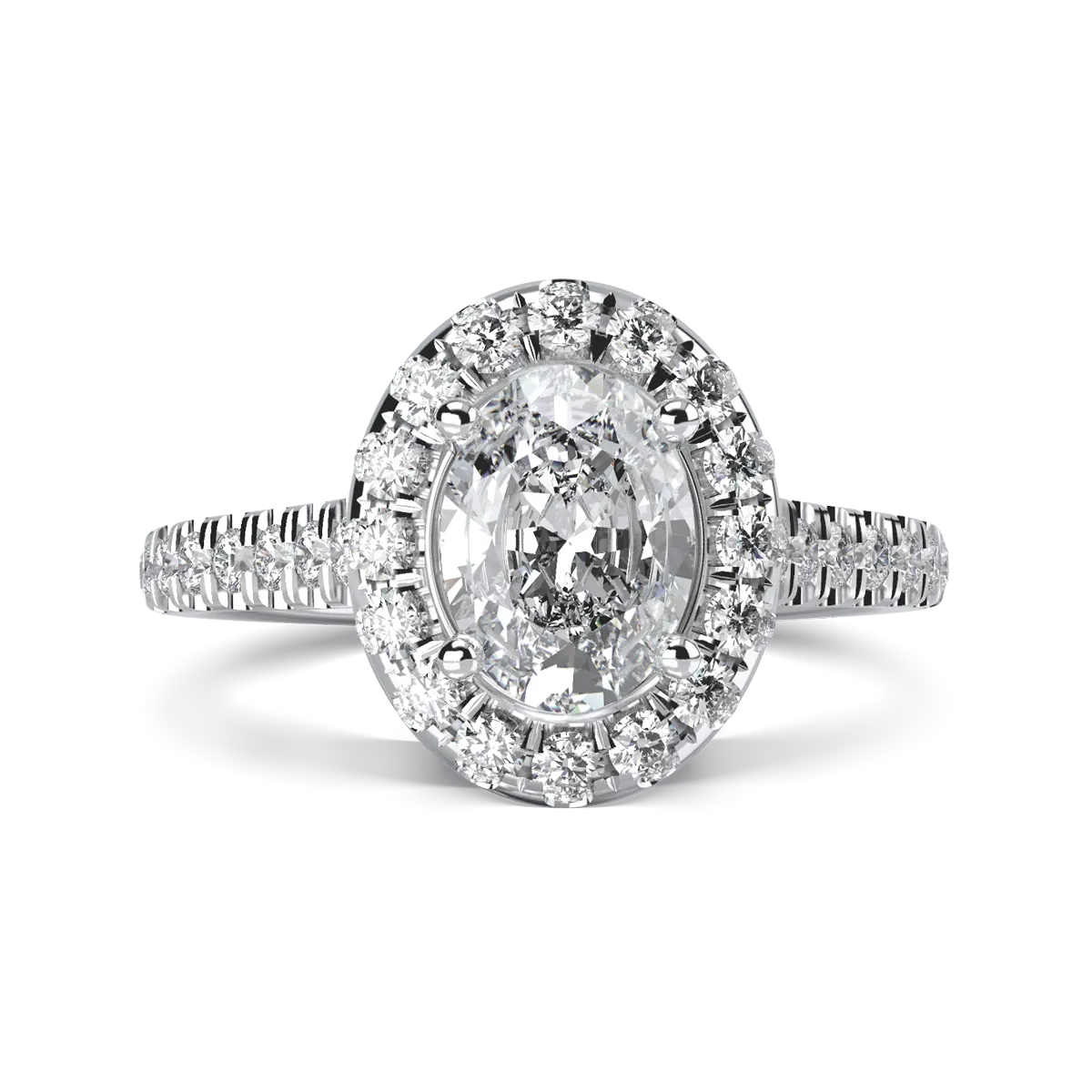 18K white gold engagement ring with 0.8ct diamond and 0.452ct diamonds