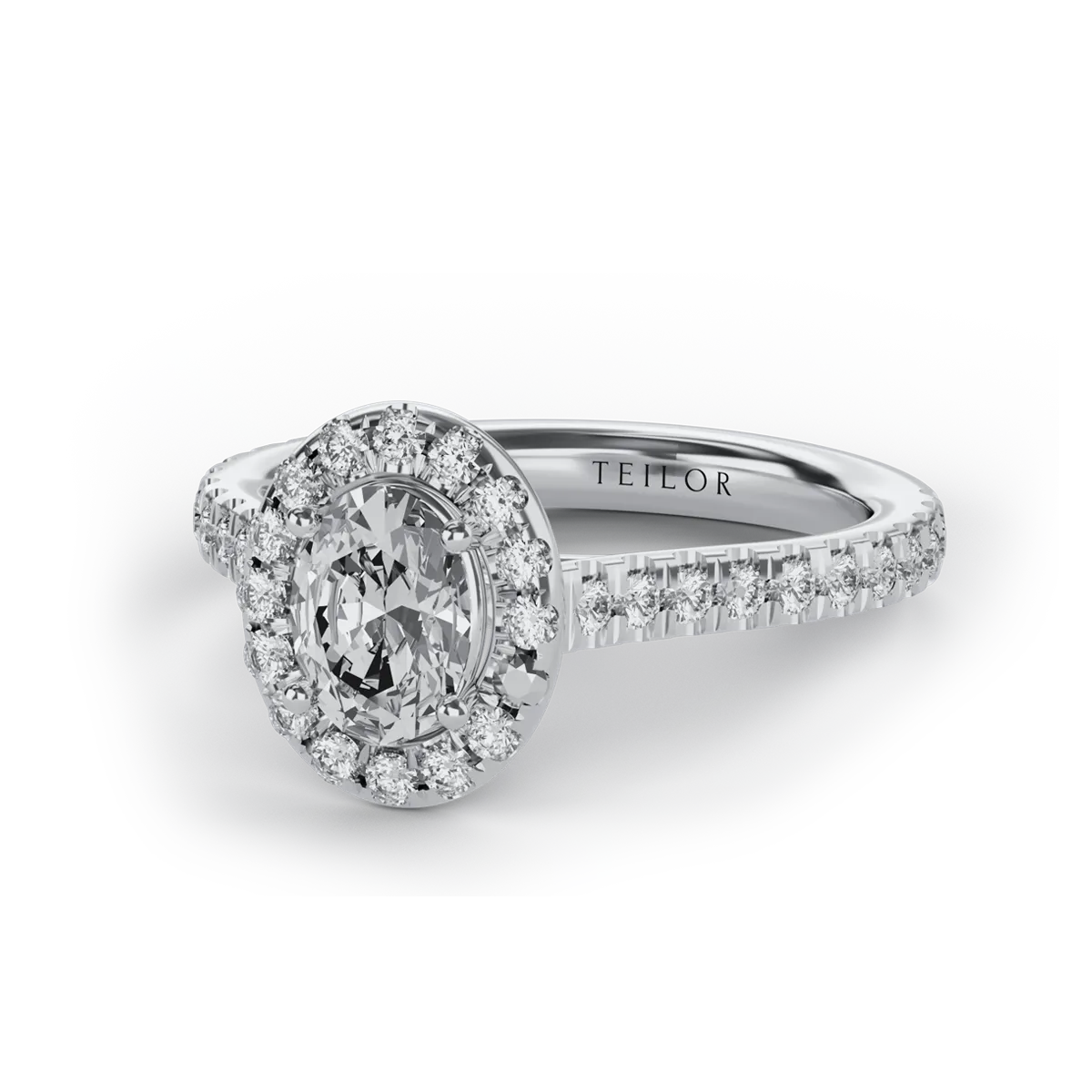 Pierścionek zaręczynowy z 18K białego złota, diament 0.8kr i diamenty 0.452kr