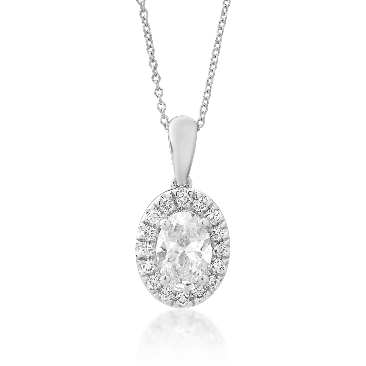 18K white gold pendant chain with 0.6ct diamond and 0.123ct diamonds