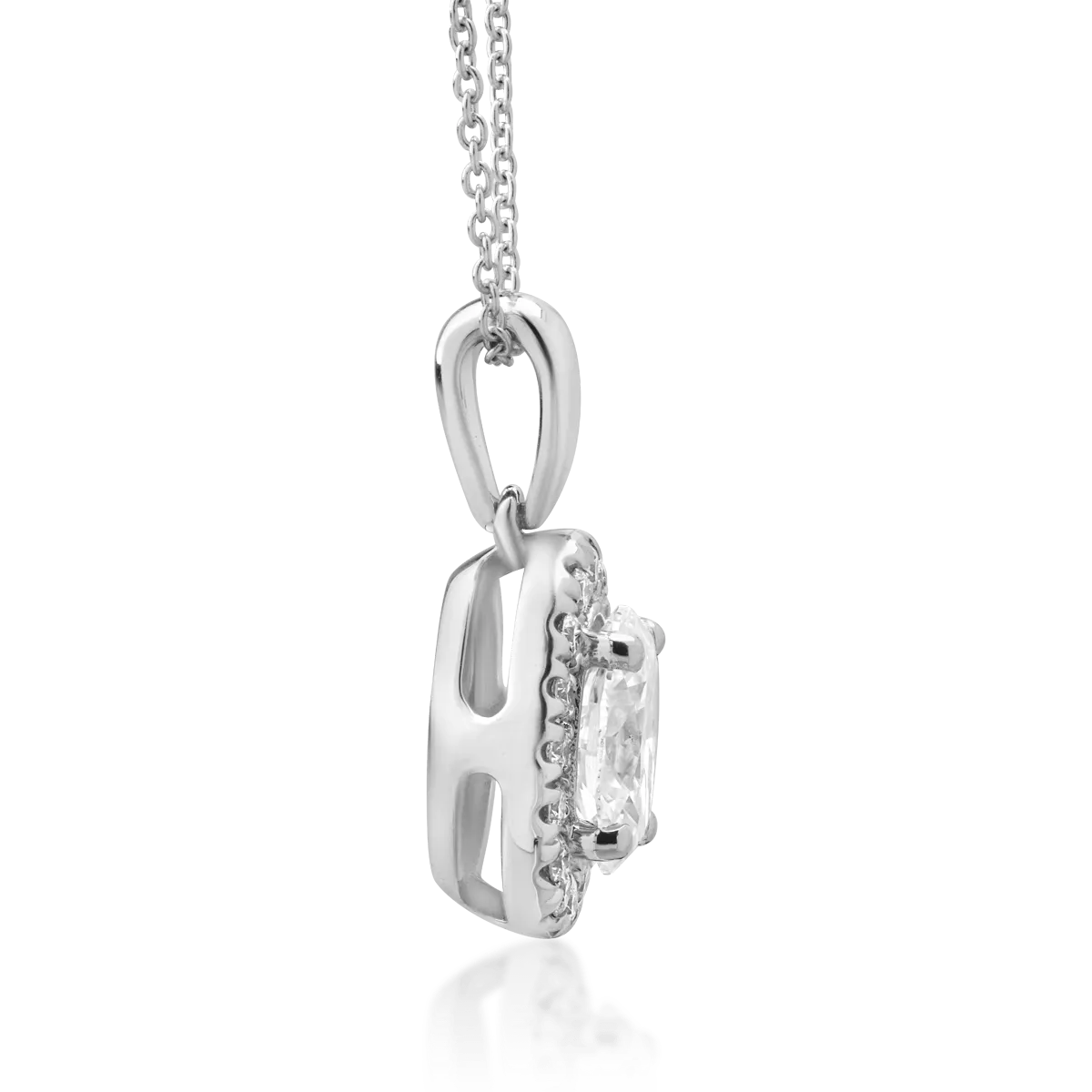 18K white gold pendant chain with 0.6ct diamond and 0.123ct diamonds