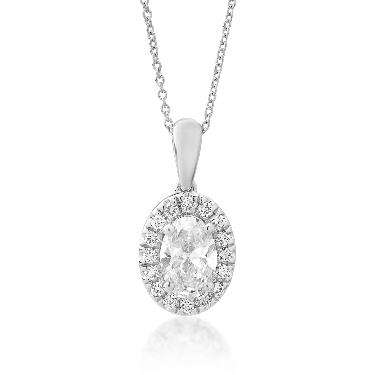 Lant cu pandantiv din aur alb cu diamant de 0.6ct si diamante de 0.123ct
