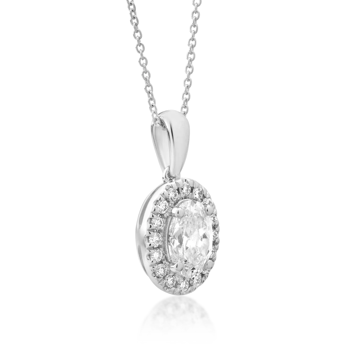 Lánc, 18 k fehér arany medál 0.6ct gyémánt és gyémánt 0.123ct