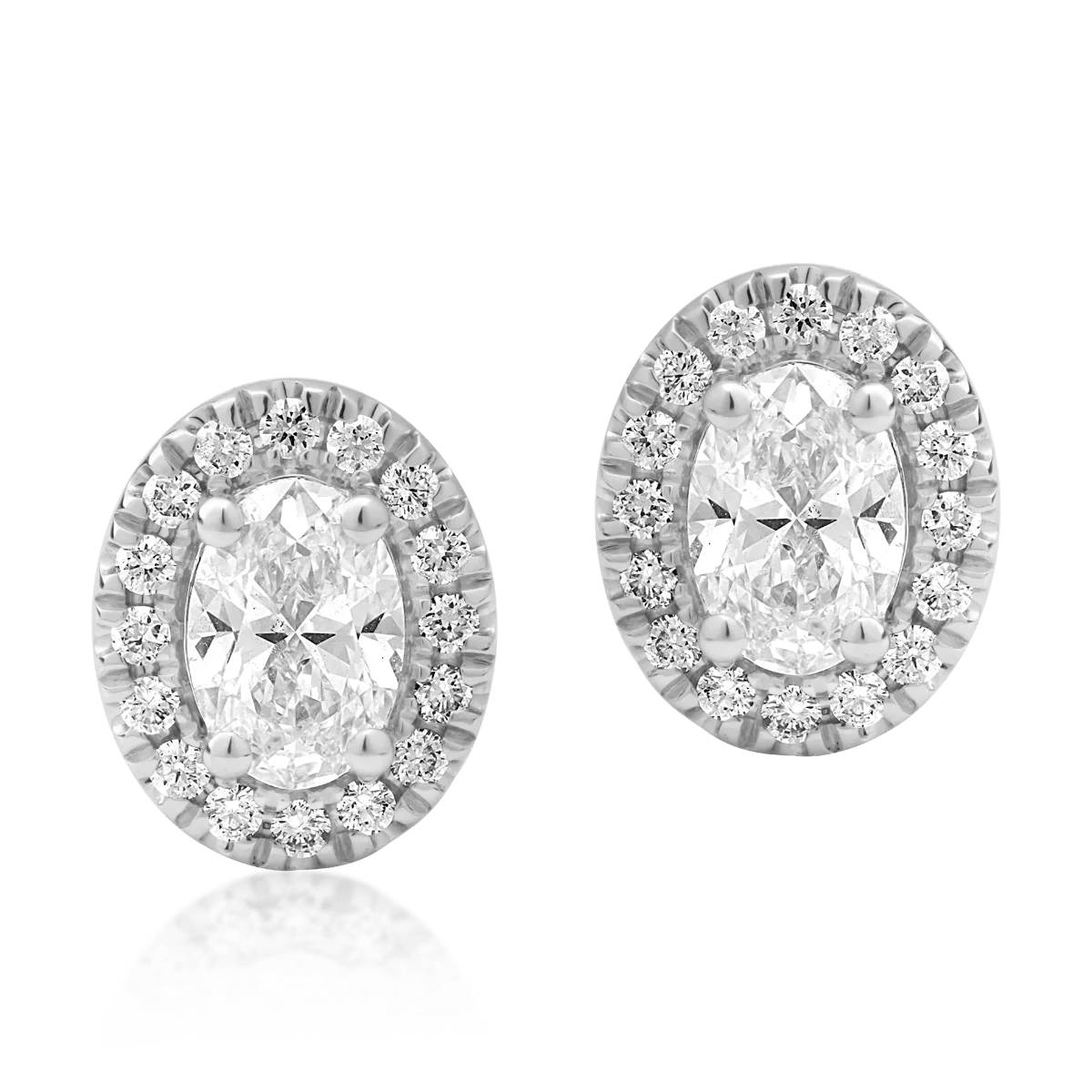 18K white gold earrings with 0.8ct diamonds and 0.189ct diamonds