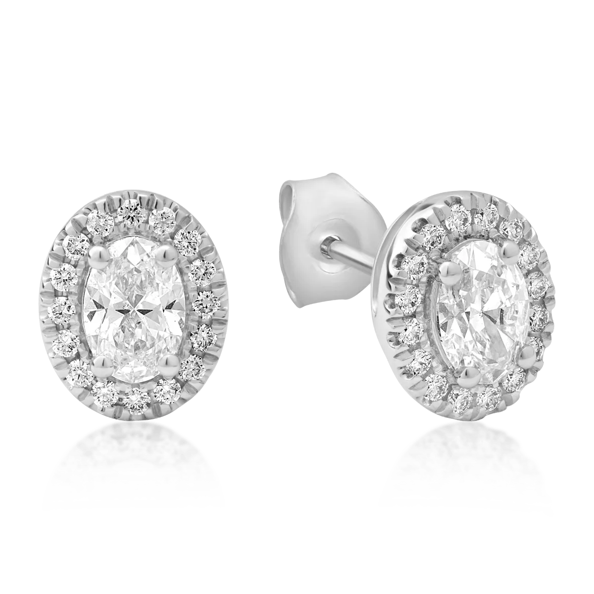 18K white gold earrings with 0.8ct diamonds and 0.189ct diamonds