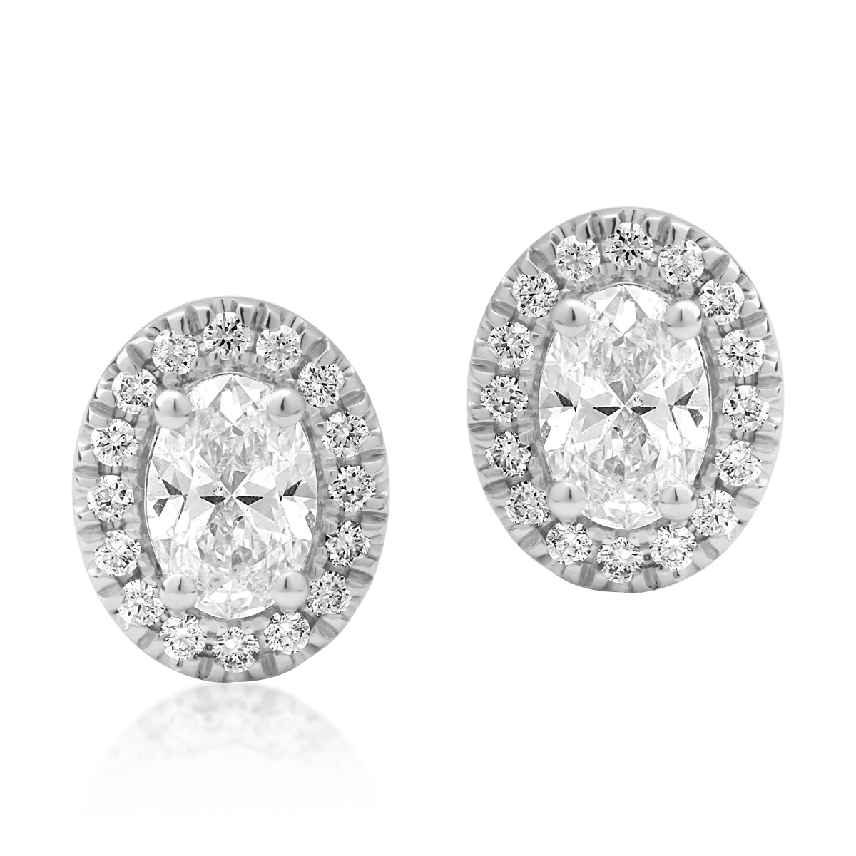 Teilor Cercei din aur alb cu diamante ovale si rotunde de 0.99ct