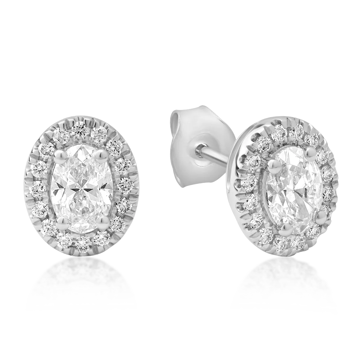 Teilor Cercei din aur alb cu diamante ovale si rotunde de 0.99ct