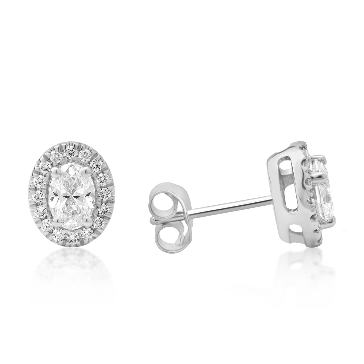 Cercei din aur alb de 18K cu diamante de 0.8ct si diamante de 0.189ct