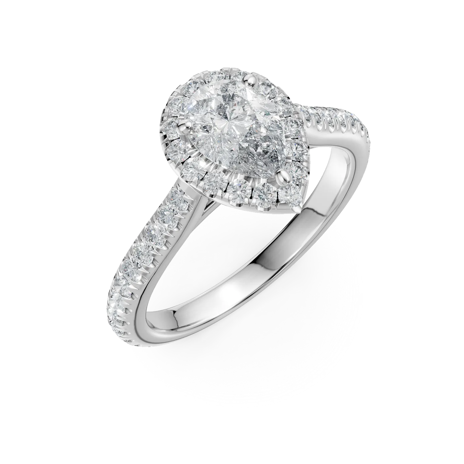 Inel de logodna din aur alb de 18K cu diamant de 0.8ct si diamante de 0.48ct-120323