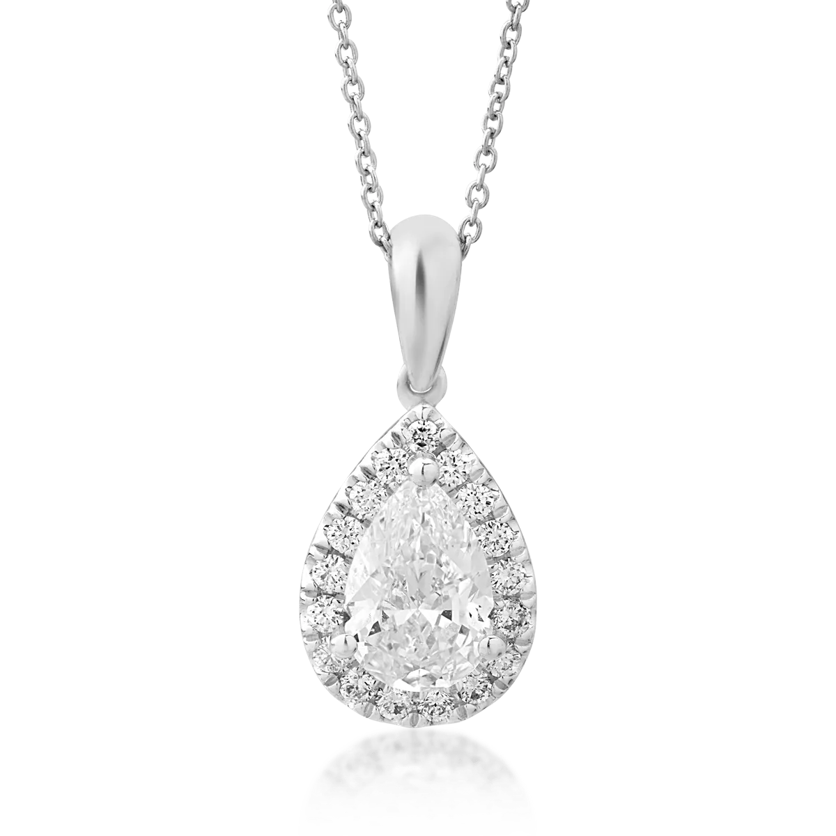 18K white gold pendant chain with 0.63ct diamond and 0.128ct diamonds