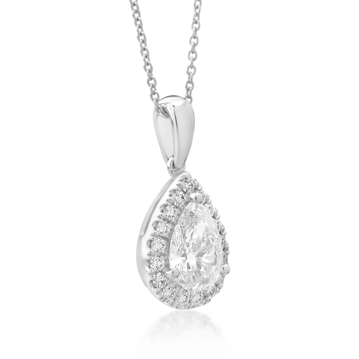 18K white gold pendant chain with 0.63ct diamond and 0.128ct diamonds