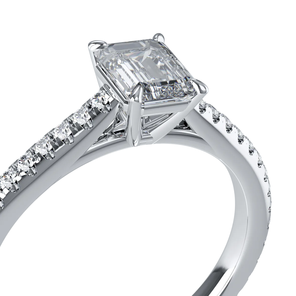 18k fehér arany eljegyzési gyűrű 1,51ct gyémánt és gyémánt 0.33ct