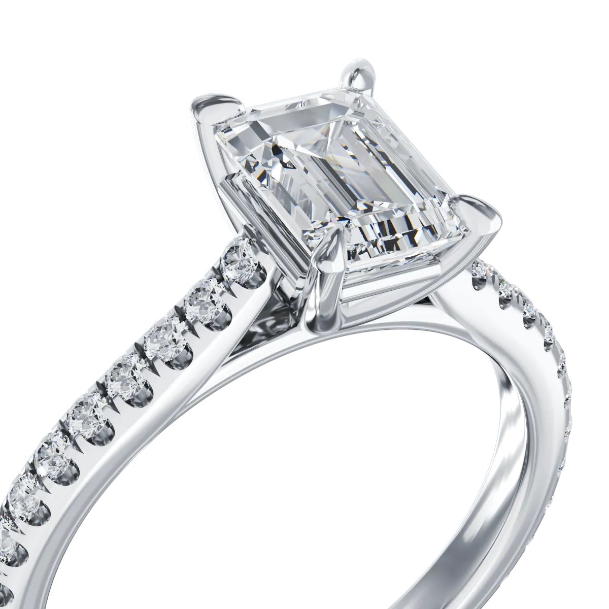 18K white gold engagement ring with 1.2ct diamond and 0.286ct diamonds